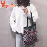 Geometric Patterns Shoulder Bag Knitting Tote Large Capacity Handbag