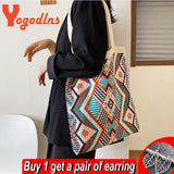 Geometric Patterns Shoulder Bag Knitting Tote Large Capacity Handbag