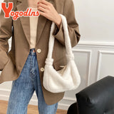 Heart Plush Shoulder Bag for Women Large Capacity Furry Handbag