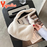 Heart Plush Shoulder Bag for Women Large Capacity Furry Handbag