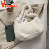 Heart Plush Shoulder Bag for Women Large Capacity Furry Handbag