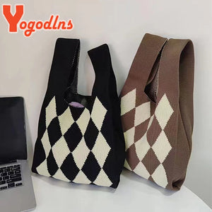 Women's Plaid Wool Shoulder Bag Wintter Handbag