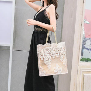 Lace Embroidery Handbag Women Large Capacity Shoulder Bag