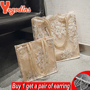 Lace Embroidery Handbag Women Large Capacity Shoulder Bag