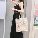 Lace Embroidery Handbag Women Large Capacity Shoulder Bag