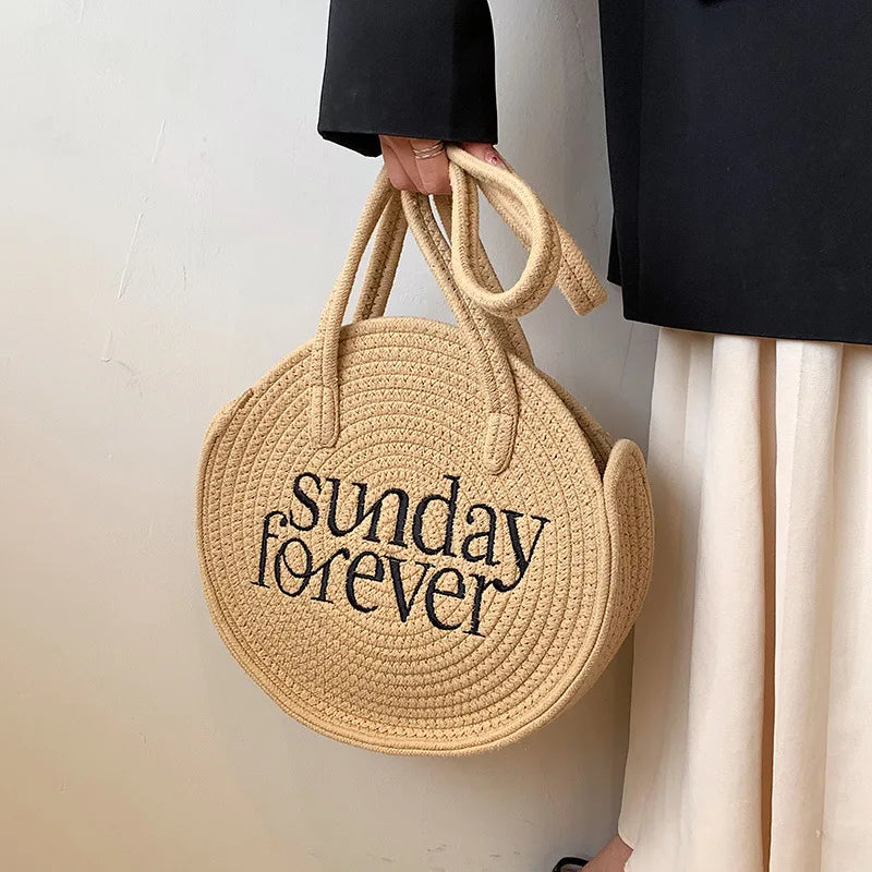 Straw Beach Tote Bag with Large Capacity