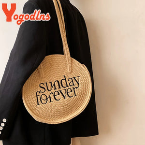 Straw Beach Tote Bag with Large Capacity