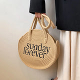 Straw Beach Tote Bag with Large Capacity