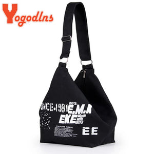 Letter Decors Canvas Shoulder Bag for Women Large Capacity Tote Bag