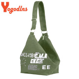 Letter Decors Canvas Shoulder Bag for Women Large Capacity Tote Bag