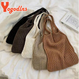 Literary Wool Shoulder Bag for Women Winter Hot Handbag Large Capacity
