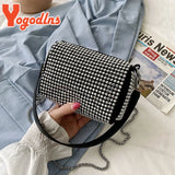 Bright Diamond Shoulder Bag Women PU Leather Crossbody Bag Chains Messenger