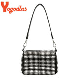 Bright Diamond Shoulder Bag Women PU Leather Crossbody Bag Chains Messenger