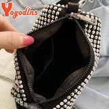 Bright Diamond Shoulder Bag Women PU Leather Crossbody Bag Chains Messenger