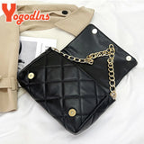 Diamond Shoulder Bag Chains Embroidery Handbag PU Leather Lady Purse