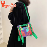 Patchwork Shoulder Bag For Women Scarf Handbag PU Leather Crossbody Bag