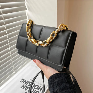 Plaid Shoulder Messenger Bag Crossbody Chains Flap Square