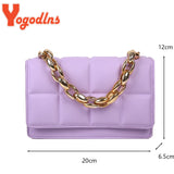 Plaid Shoulder Messenger Bag Crossbody Chains Flap Square