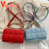 Plaid Shoulder Messenger Bag Crossbody Chains Flap Square