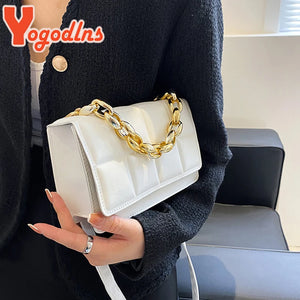 Plaid Shoulder Messenger Bag Crossbody Chains Flap Square