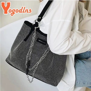 Rhinestone Bucket Bag Women Brands Shoulder Handbag Underarm Bag