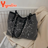 Rhinestone Bucket Bag Women Brands Shoulder Handbag Underarm Bag