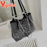 Rhinestone Bucket Bag Women Brands Shoulder Handbag Underarm Bag