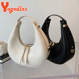 Women PU Leather Half-moon Shoulder Bag