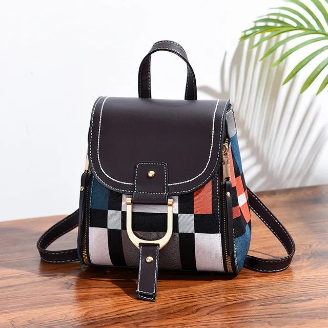 Casual Plaid Shoulder Bag Stitching Back Pack Female Totes Crossbody Bags Women