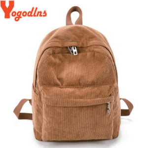 Corduroy Women Backpack Female Travel Bag Double Backpack