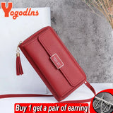 Women's PU Leather Long Wallet Flap Handbag Crossbody Bag
