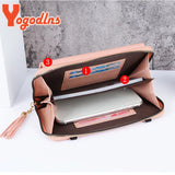 Women's PU Leather Long Wallet Flap Handbag Crossbody Bag