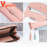 Women's PU Leather Long Wallet Flap Handbag Crossbody Bag