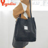 Corduroy Tote Shoulder Bag, High Capacity, Casual, Reusable Shopping Bag