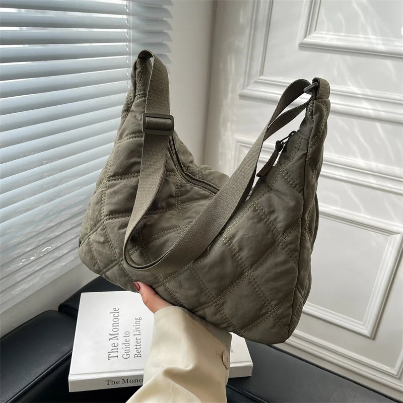 Quilted Nylon Women's Shoulder Bag Large Capacity Crossbody Bag