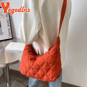 Quilted Nylon Women's Shoulder Bag Large Capacity Crossbody Bag