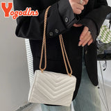 Quilted Pattern Chain Flap Square Bag For Women PU
