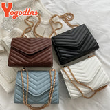 Quilted Pattern Chain Flap Square Bag For Women PU