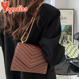 Quilted Pattern Chain Flap Square Bag For Women PU