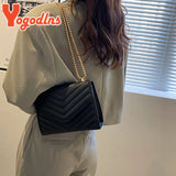 Quilted Pattern Chain Flap Square Bag For Women PU