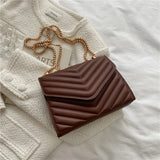 Quilted Pattern Chain Flap Square Bag For Women PU