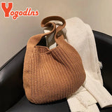 Retro Wool Shoulder Bag for Women Winter Totes Large Capacity Shopping Handbag