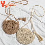 Soft Paper Rope Shoulder Bag Tassel Crossbody Straw Rattan Beach Bag