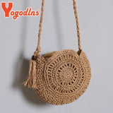 Soft Paper Rope Shoulder Bag Tassel Crossbody Straw Rattan Beach Bag