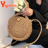 Round Straw Bags Women Summer Rattan Bag Woven Beach Crossbody Bag