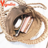 Round Straw Bags Women Summer Rattan Bag Woven Beach Crossbody Bag