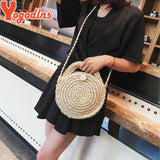 Round Straw Bags Women Summer Rattan Bag Woven Beach Crossbody Bag