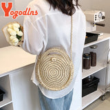 Round Straw Bags Women Summer Rattan Bag Woven Beach Crossbody Bag