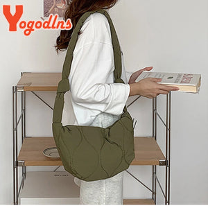 High Capacity Space Cotton Shoulder Bag Down Hand Purse