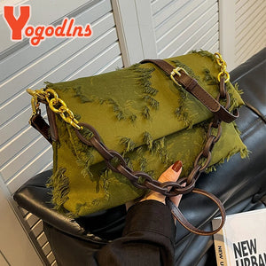 Canvas Flap Crossbody Bag for Women